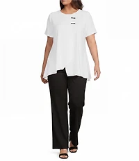 Calessa Plus Size Textured Knit Asymmetric Hem Tunic