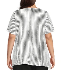 Calessa Plus Size Textured Knit Asymmetric Hem Tunic