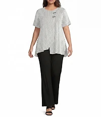 Calessa Plus Size Textured Knit Asymmetric Hem Tunic