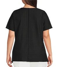 Calessa Plus Size Textured Knit Asymmetric Hem Tunic