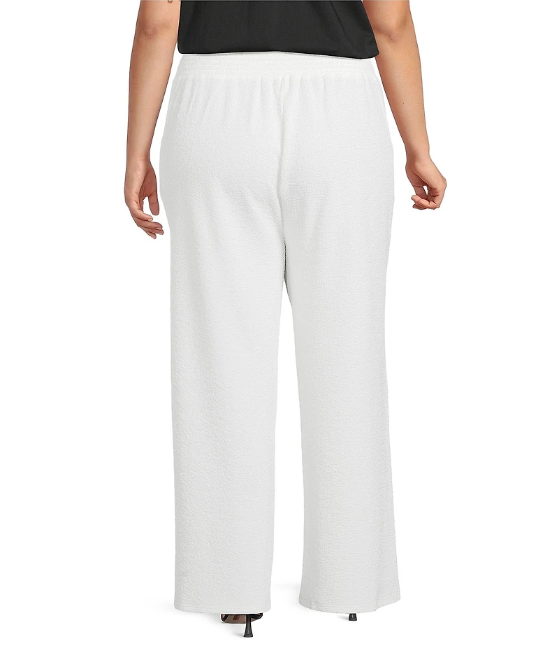 Calessa Plus Size Textured Knit Pull-On Wide Leg Pants
