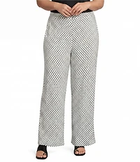 Calessa Plus Size Textured Knit Wide Leg Pull-On Pants