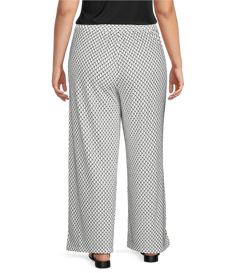 Calessa Plus Size Textured Knit Wide Leg Pull-On Pants