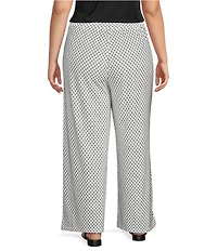 Calessa Plus Size Textured Knit Wide Leg Pull-On Pants