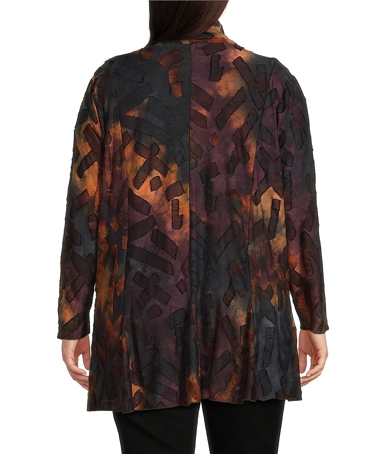 Calessa Plus Size Tie-Dye Burnout Open Front Cardigan