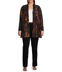 Calessa Plus Size Tie-Dye Burnout Open Front Cardigan