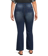 Calessa Plus Size Woven Four Way Stretch Control Waist Boot Cut Jeggings