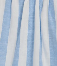 Calessa Plus Size Stripe Split V-Neck Embroidered Elbow Length Sleeve Tunic