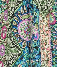 Calessa Printed Embroidered Square Neck Short Sleeve Tunic