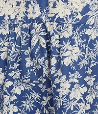 Calessa Printed Split V-Neck Ruffled Cap Sleeve Top