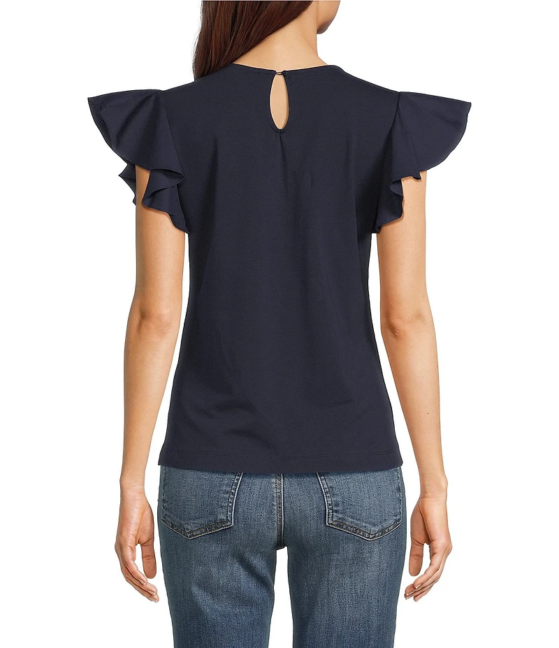 Calessa Round Neck Ruffled Short Sleeve Top