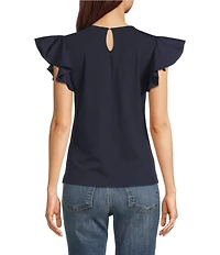 Calessa Round Neck Ruffled Short Sleeve Top