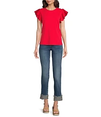 Calessa Round Neck Ruffled Short Sleeve Top