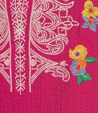 Calessa Split V-Neck Long Sleeve Embroidered Tunic