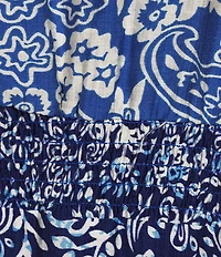 Calessa Spring Blues Round Neck Elbow Length Sleeve Tiered Midi Dress