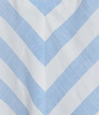 Calessa Stripe Split V-Neck Embroidered Elbow Length Sleeve Tunic