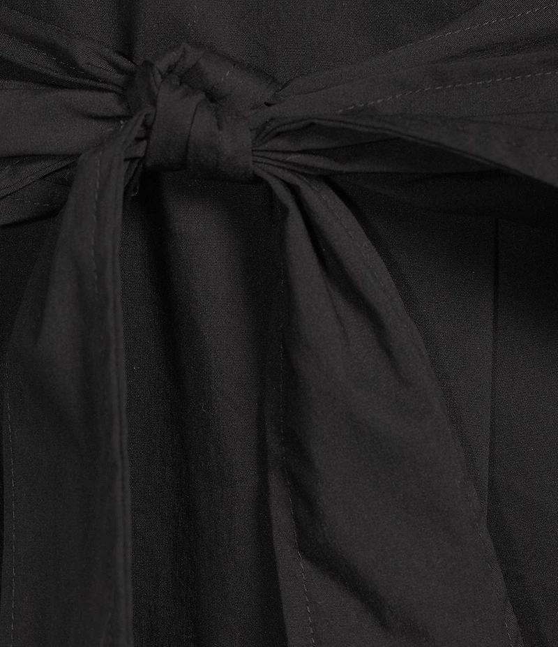 Calessa Stripe Tiered Belted Short Beaded Balloon Sleeve Dress