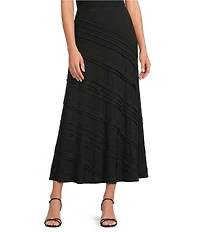Calessa Tape Detail Knit Pull-On A-Line Midi Knit Skirt