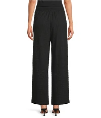 Calessa Textured Crinkle Knit Wide Leg Pull-On Pants