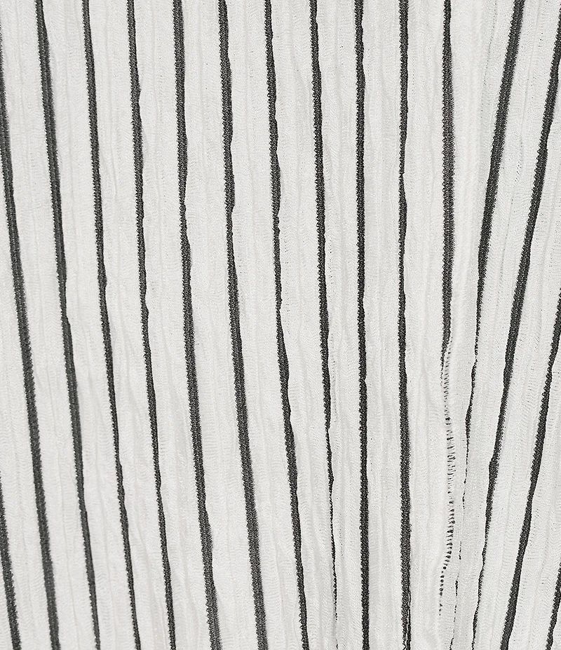 Calessa Textured Knit Asymmetric Hem Button Detail Striped Crew Neck Short Sleeve Tunic