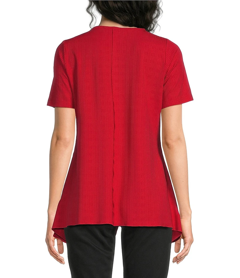 Calessa Textured Knit Asymmetric Hem Tunic