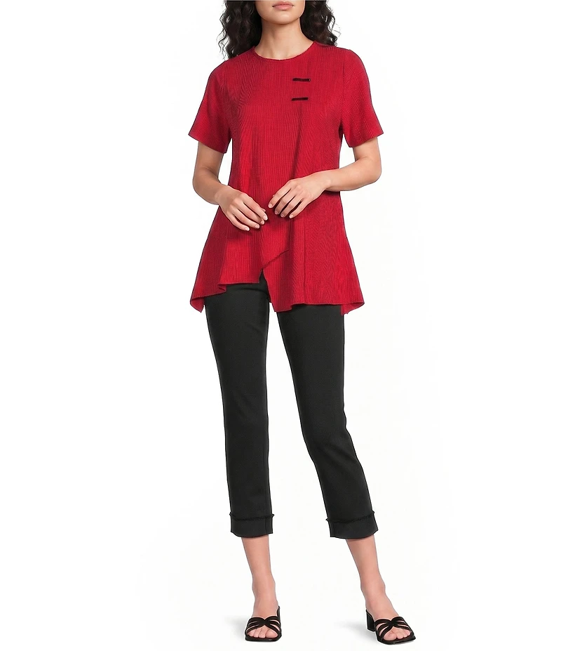 Calessa Textured Knit Asymmetric Hem Tunic