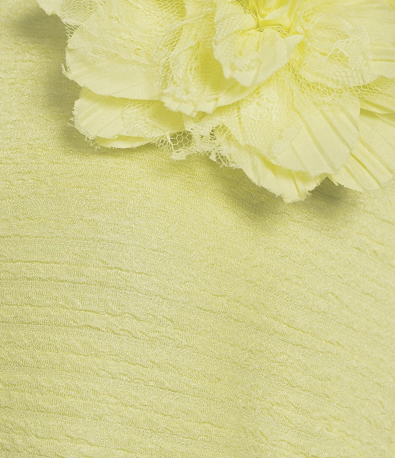 Calessa Textured Knit Floral Applique Round Neck 3/4 High Low Tunic
