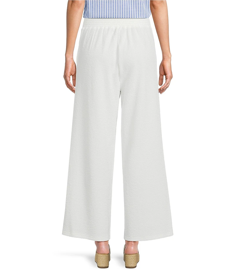 Calessa Textured Knit Pull-On Wide Leg Pants