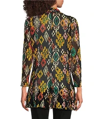 Calessa Textured Mesh Tie-Dye Burnout Open Front Cardigan