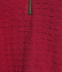 Calessa Textured Yarn-Dye Knit Wire Collar 3/4 Roll-Tab Sleeve Quarter-Zip Tunic