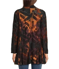 Calessa Tie-Dye Burnout Shawl Long Sleeve Open Front Cardigan