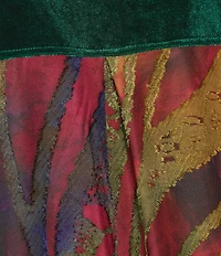 Calessa Velvet Embroidered Burnout Tie-Dye Knit V-Neck 3/4 Sleeve Tunic