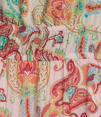 Calessa Vine Floral Split V-Neck Short Puff Sleeve Tiered A-Line Midi Dress