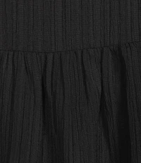 Calessa Woven Band Collar Elbow Length Sleeve Button Front Shirt