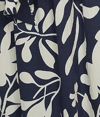 Calessa Woven Border Leaf Print A-Line Midi Skirt