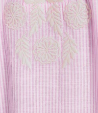 Calessa Woven Embroidered Split V-Neck 3/4 Sleeve Tunic
