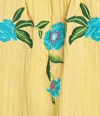 Calessa Woven Embroidered Square Neck Short Sleeve Tunic