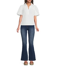 Calessa Woven Four Way Stretch Control Waist Boot Cut Jeggings