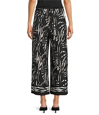 Calessa Woven Geometric Print Coordinating Wide Leg Pull-On Pants