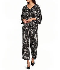 Calessa Woven Geometric Print Coordinating Wide Leg Pull-On Pants