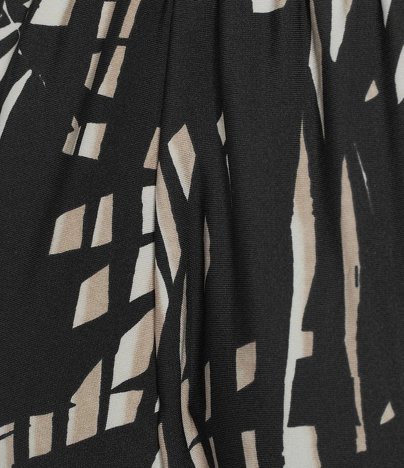 Calessa Woven Geometric Print Coordinating Wide Leg Pull-On Pants