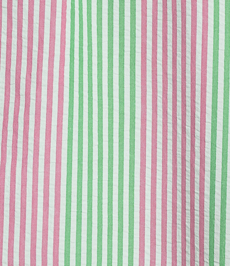 Calessa Woven Multi Stripe Point Collar Elbow Length Sleeve Button Front Tunic