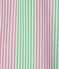 Calessa Woven Multi Stripe Point Collar Elbow Length Sleeve Button Front Tunic