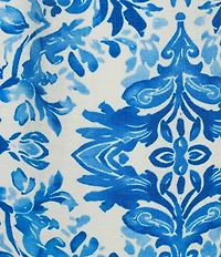 Calessa Woven Paisley Embroidered Split V-Neck Elbow Length Balloon Sleeve Shift Dress