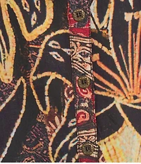 Calessa Woven Paisley Split V-Neck 3/4 Sleeve Button Front Tunic