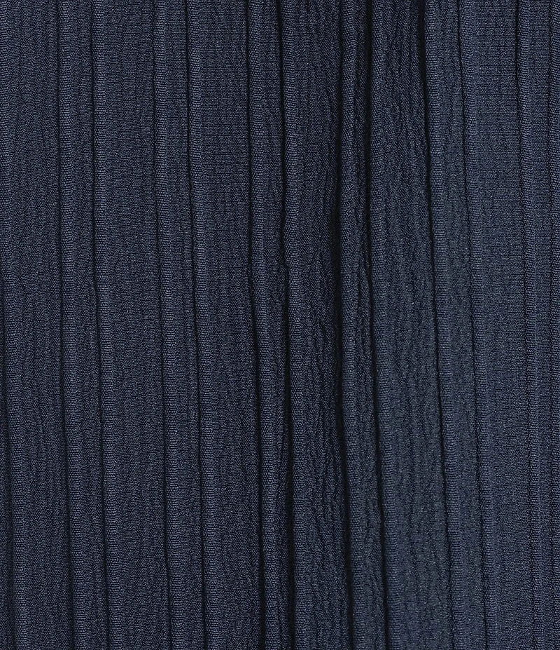 Calessa Woven Textured Stripe Band Collar Elbow Length Sleeve Tunic