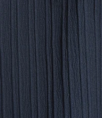 Calessa Woven Textured Stripe Band Collar Elbow Length Sleeve Tunic