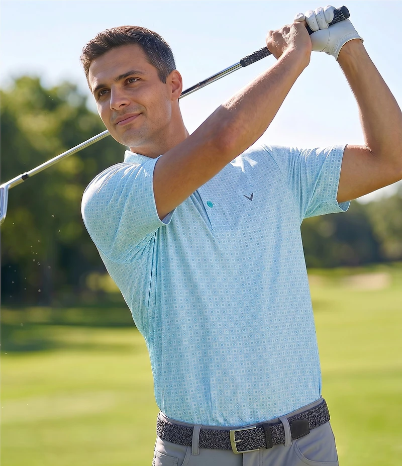 Callaway Short Sleeve Foulard Print Golf Polo Shirt