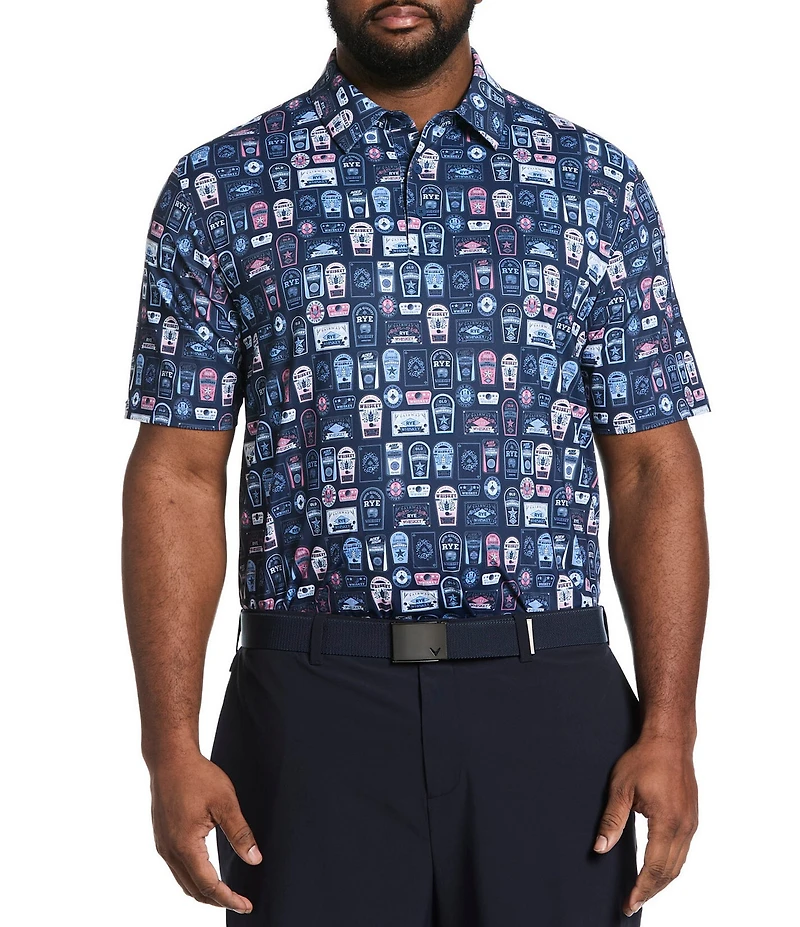 Callaway Big & Tall Whiskey Ace Print Short Sleeve Polo Shirt