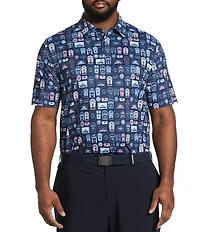Callaway Big & Tall Whiskey Ace Print Short Sleeve Polo Shirt